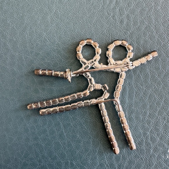 Crystal and Blue Crystal 2 Dancers or Skaters Pin - Picture 2 of 3